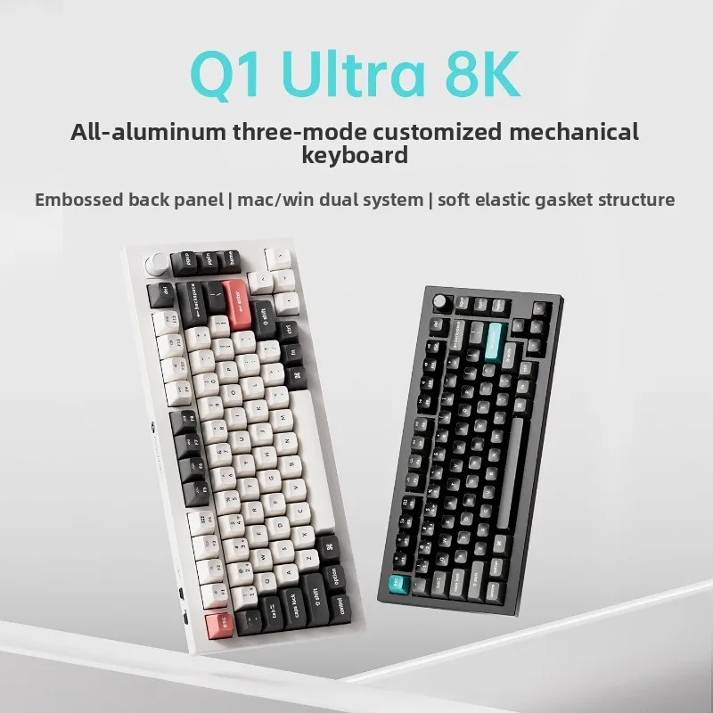 Teclado Mecânico Bluetooth Q1 Ultra Original Totalmente Personalizado CNC com Três Modos, Resposta Ultra Rápida para Jogos e Escritório