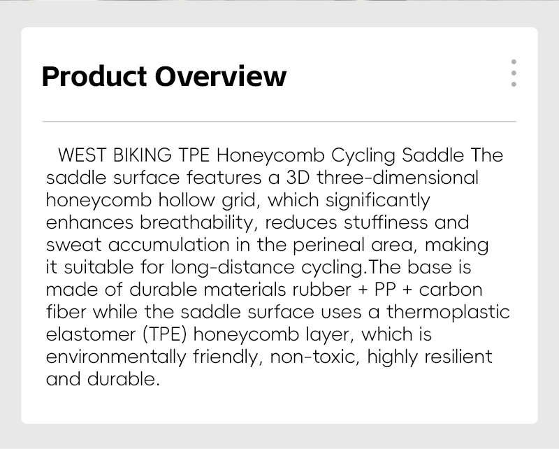 WEST BIKING 3D Honeycomb Fahrradsattel Atmungsaktiver Hohlsitz zur Druckentlastung Leichtgewichtiger Sitz für Rennräder und Mountainbikes für Langstrecken – Detail 2