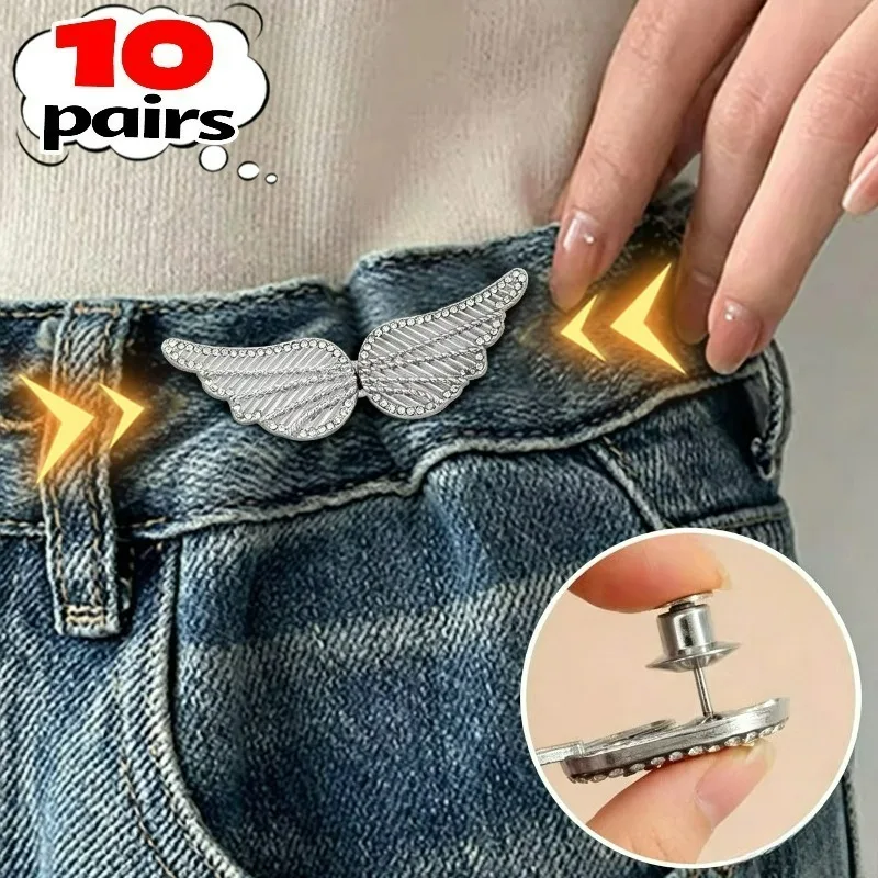 1/10Pairs Detachable Wings Waist Buckle for Skirts Jeans No Sew Waist Tightener Buckle Pin Button Clothing Accessories Supplies