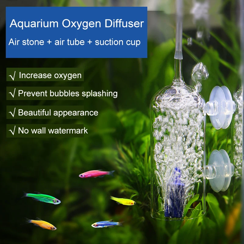 Fish Tank Prevent Splash Bubble Air Stone Aquarium Oxygen Glass Dissolver Dissolve Aeration CO2 Diffuser Dispenser Pets Supplies