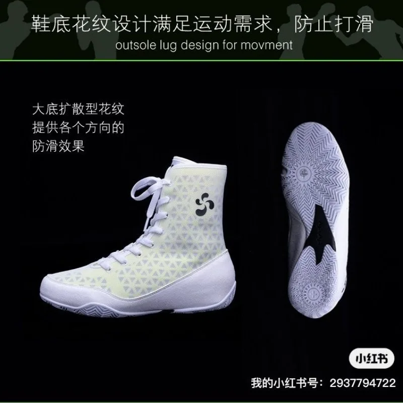 Professional Boxing Shoes Couples Black White Fighting Boots Unisex Hard-Wearing Wrestling Shoes Men Women Gym Shoe