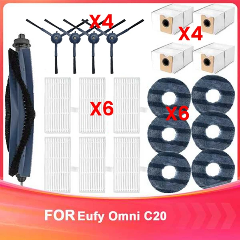 

For Eufy Omni C20 Vacuum Accessories Replacement Parts Replacement Parts Main Brush Side Brush Hepa Filter Mop Cloth Dust Bag