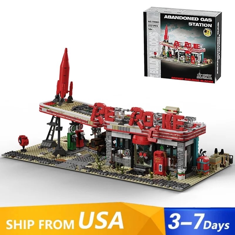 لعبة الفيلم محطة الوقود المهجورة الحمراء وحدات اللبنات مدينة العمارة يوم القيامة منزل أطقم منمذجة الكبار طفل هدية 2221 قطعة #1