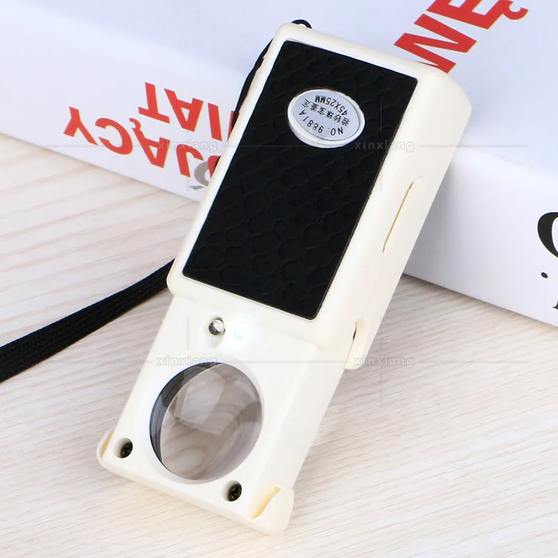 45X 25Mm Portable High-Definition Jewelry Mirror Antique Jade Identification Magnifying Glass Led Lamp Uv Banknote Inspection