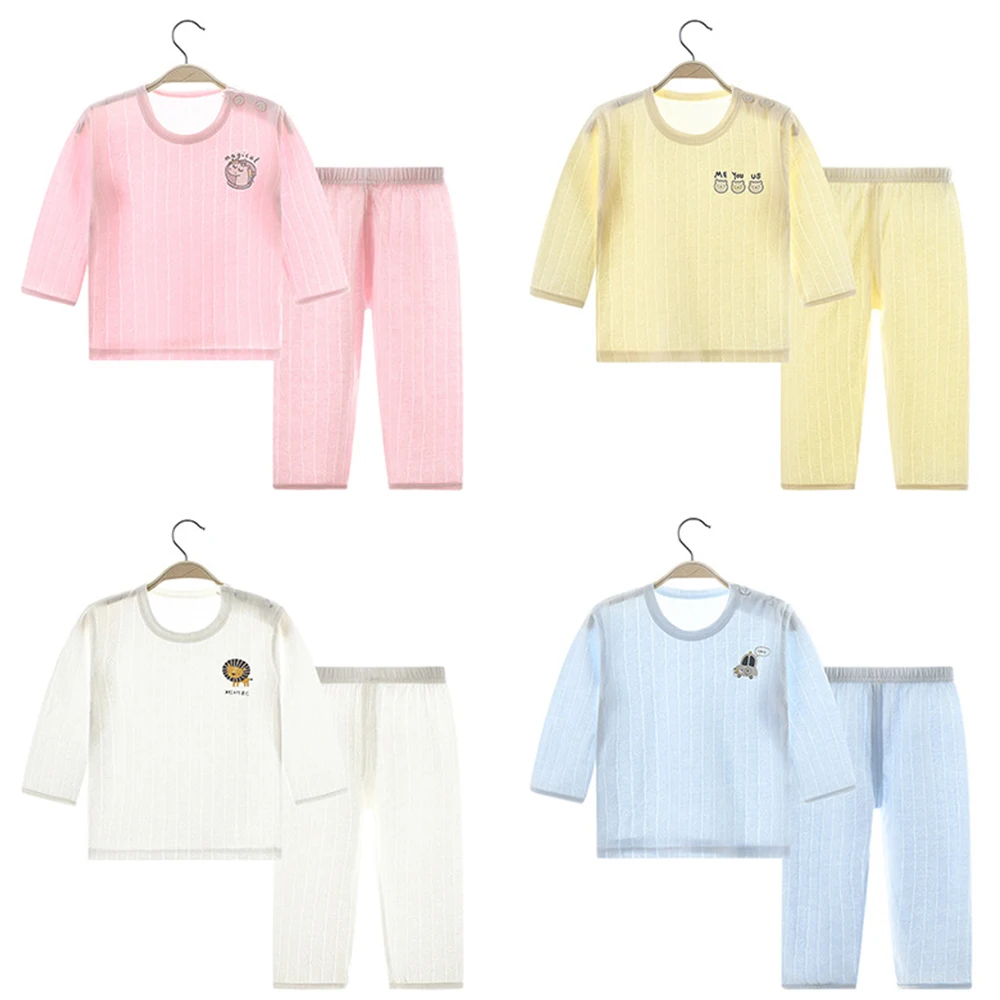 Children's Home Clothing Set s Spring Autumn Cotton Boneles  Air-conditioning Clothing Boys Girls Summer Pajamas 1-3 Years