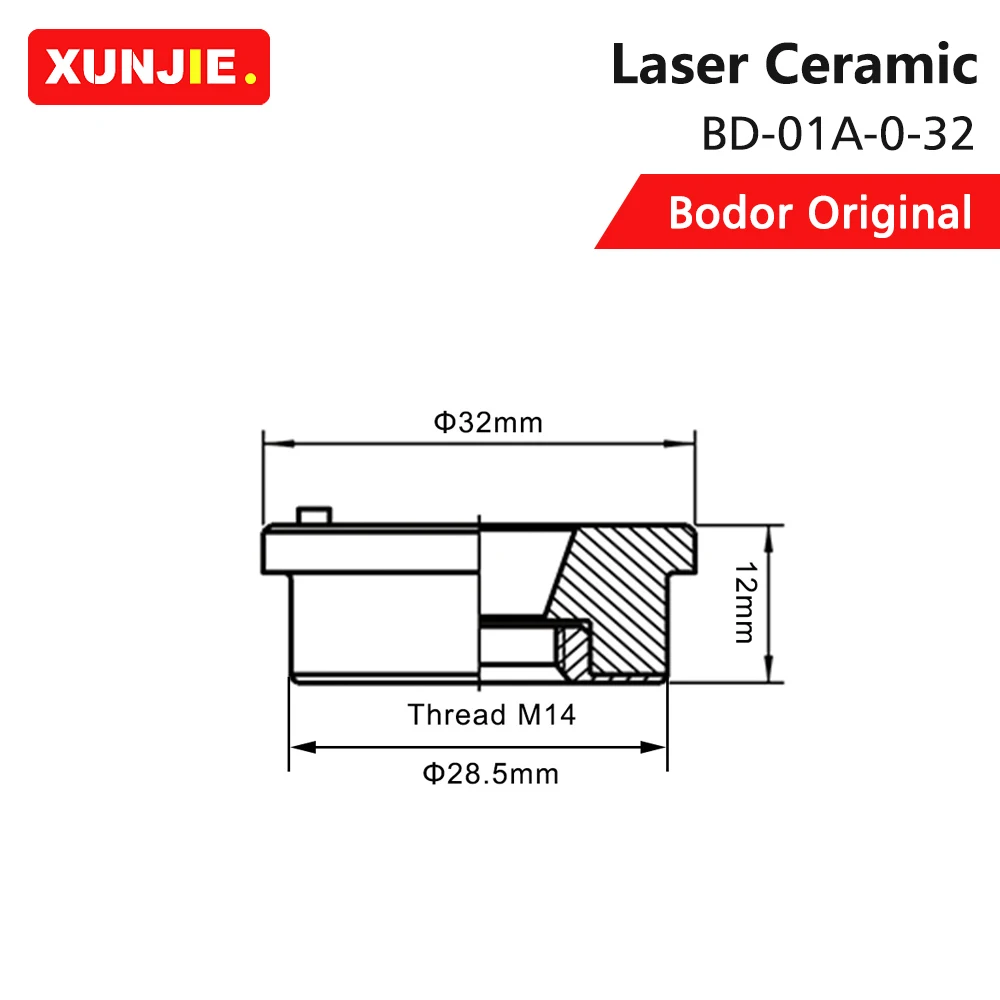 10pcs/lot Bodor Original Ceramic 32/28.5mm M14 BD-01A-0-32 laser ceramic For Bodor Fiber Laser Cutting Head Nozzle Holder