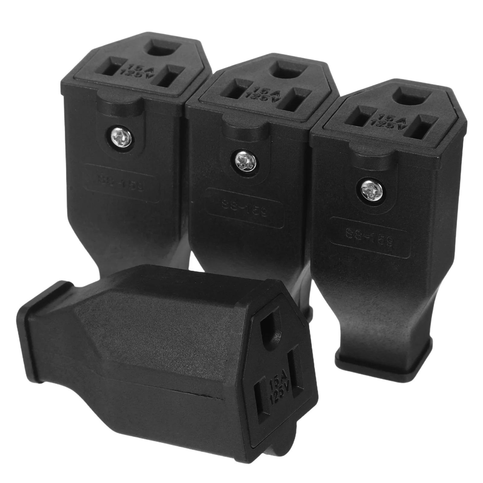 

4Pcs 2 Pole 3 Wire 15A Grounding Plug - Us Standard Female Electrical Connector for Safe Home Repair Extension Cord and