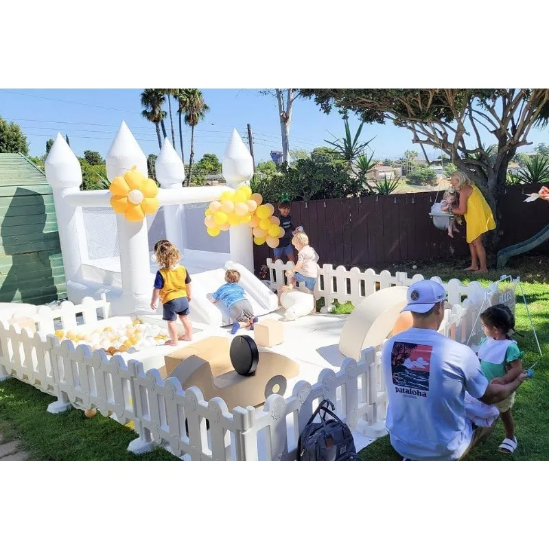 White Bounce House Indoor Bounce House for Kids 2-6 Outdoor Toddlers Oxford Bouncy Castle with Slide & Blower