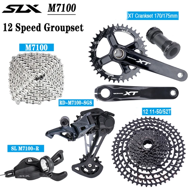 1x12 prędkości SLX M7100 MTB przerzutki rowerowe prawy Shifter M7100 łańcuch XT korba kaseta 11-46/50/52T zębatka 12V grupa rowerowa