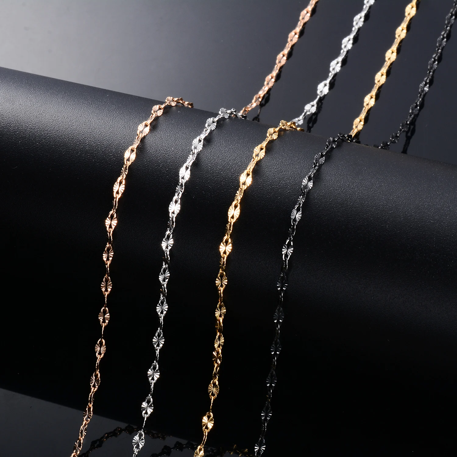 2,5 mm Dünne Edelstahl-Armbänder mit Lippenprägung, Wasserdichte Fußkettchen, Schmuckzubehör – Detail 3