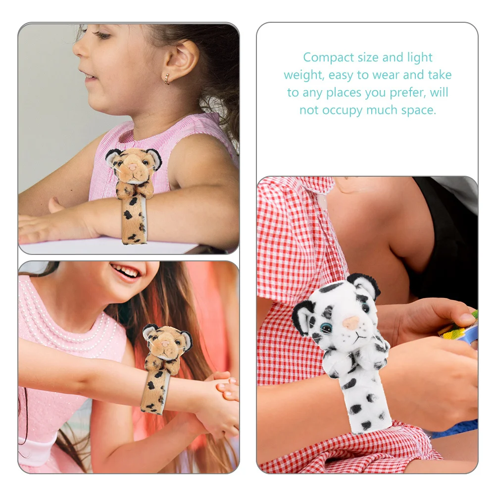 

2Pcs Animal Stuffed Slap Bracelets Soft PP Cotton Comfortable Kids Wrist Bands Party Favors Costume School Party Supplies