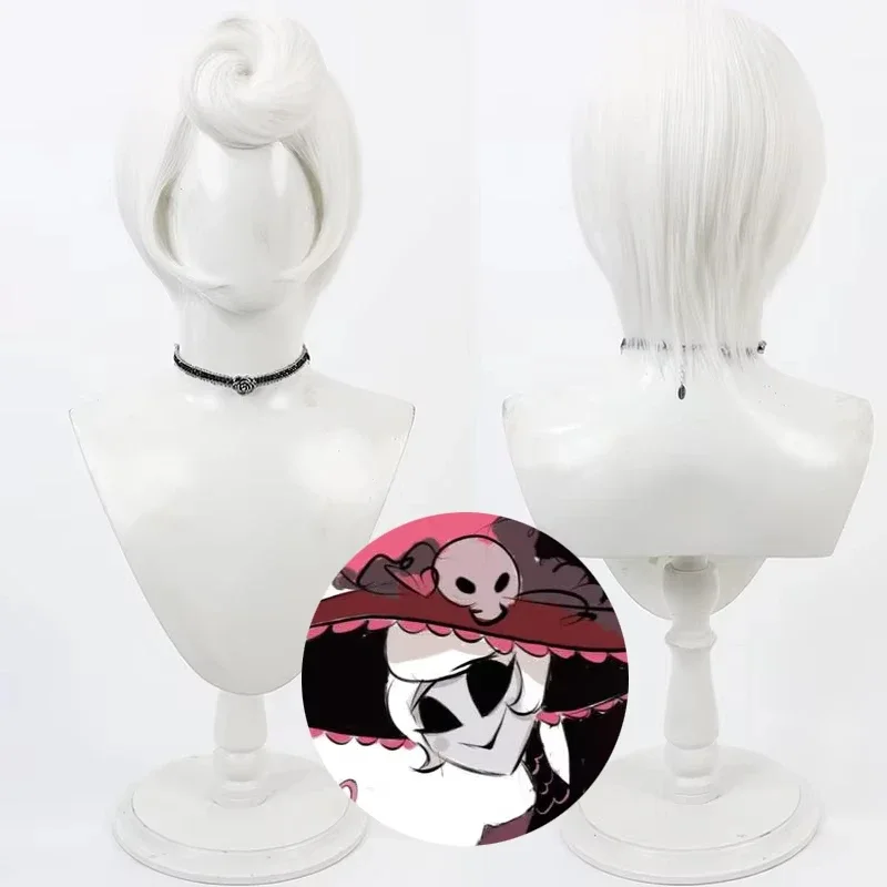 

Rosie Wig Hazbin Cosplay White Short Bob Halloween Costume Role Play Wigs Heat Resistant Synthetic Hair + Free Wig Cap