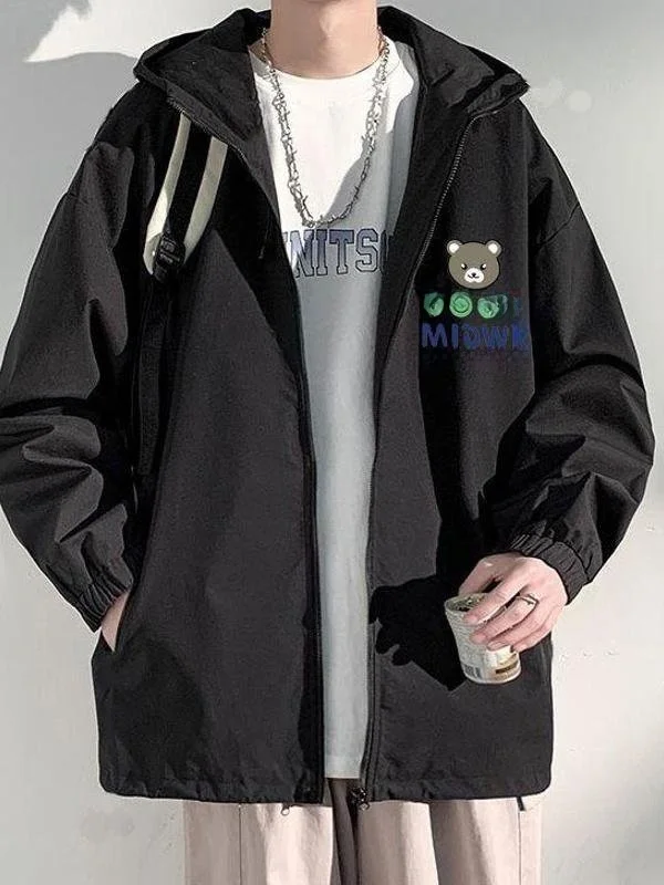 

Hooded Fce Lined Jaet Outdoor ex Large Size Trendy Workwear Breathable Stand Fit Autumn Faion Outerwear Coat