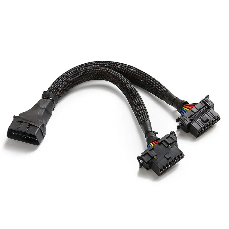 Hot Selling OBD2 Male To Dual Female Elbow Extension Cable Available To Connected 1 IN 2 Converted OBD 2 Adapter