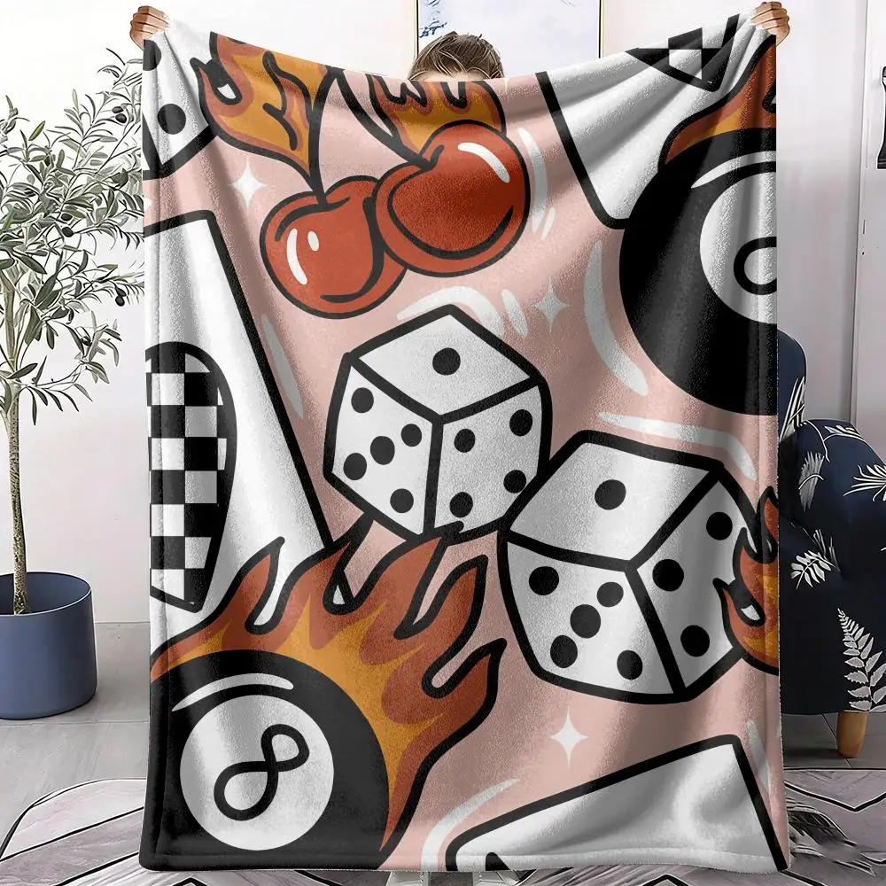 dice-black-ball-poker-throw-soft-flannel-throw-summer-blanket-lightweight-cozy-nap-blanket-for-sofa-bed-travel