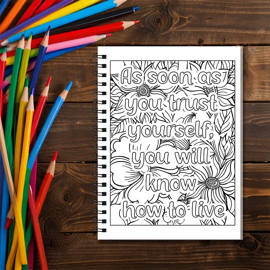 Adult Quotes Coloring Book - 8.3x 11.2 Inch 22 Page Coloring Book - Helps Reduce Stress and Ease Emotions
