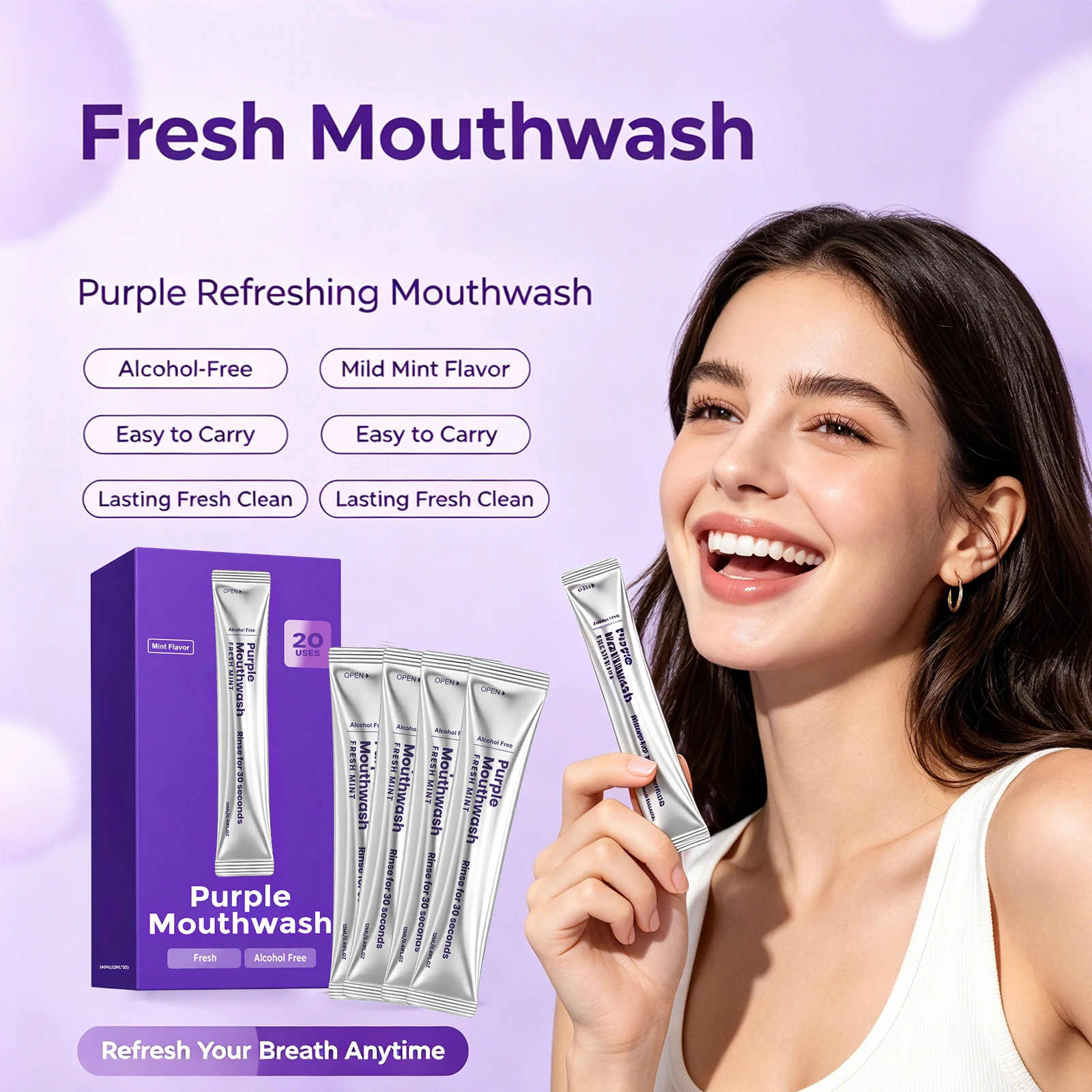 보라색 구강청결제 스트립 알코올 프리, 오래 지속되는 - Whitening Mouthwash 리뷰 및 가격