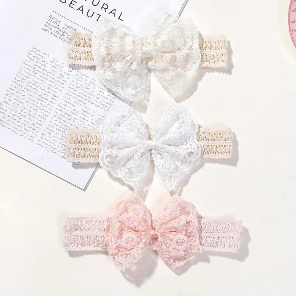 1pcs Baby Girls Bows Lace Headbands Soft Cute Hair Bands for Newborn Toddlers Hair Accessories Photography Props