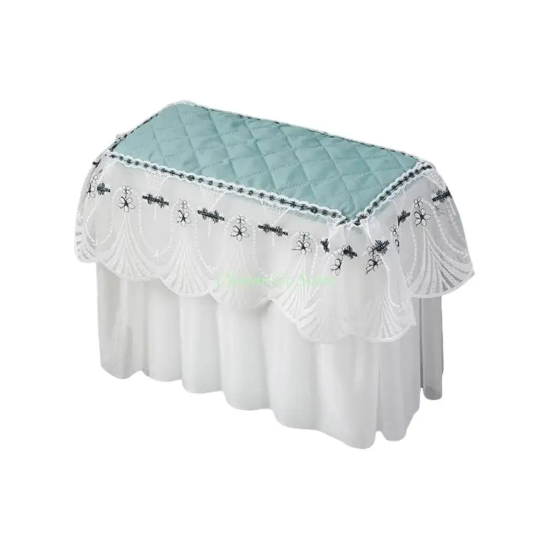 X90F Scalloped Lace Toilet Cistern Cover with Textured Upper Panel for Home Bathroom