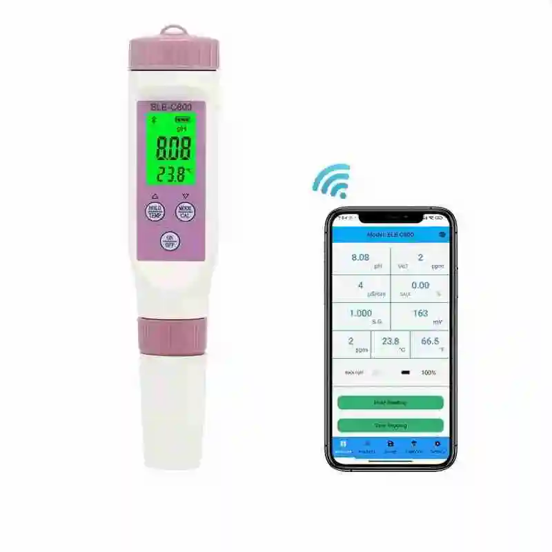 ph meter digital метрaquarium7 in 1 Temp ORP EC TDS Salinity S.G PH Meter Online Blue Tooth Water Quality Tester APP Control