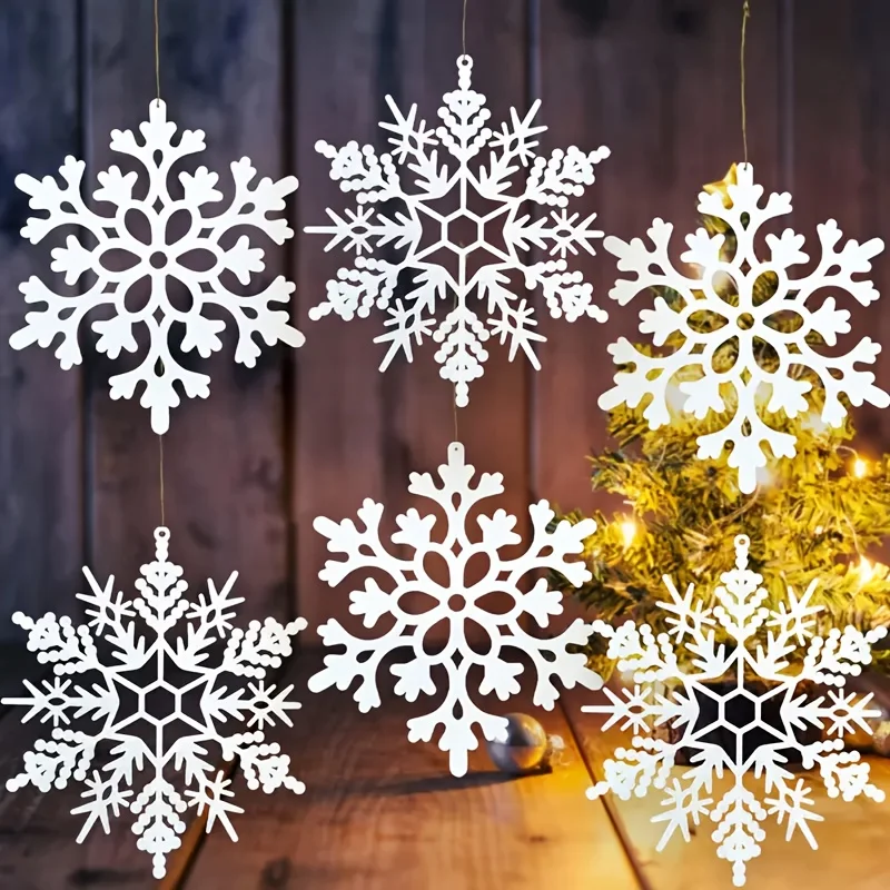 40pcs Large Festive Snowflake Ornaments - Holiday Decorations, 10cm Diameter, Electricity-Free, Christmas Tree Decorations,