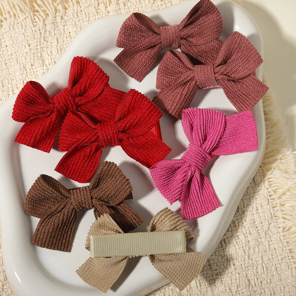 

20PCS Winter Atmosphere Girls Bow Hair Clips Corduroy Hairpin Set Children Barrettes Clips Cute Headwear Baby Hair Accessories