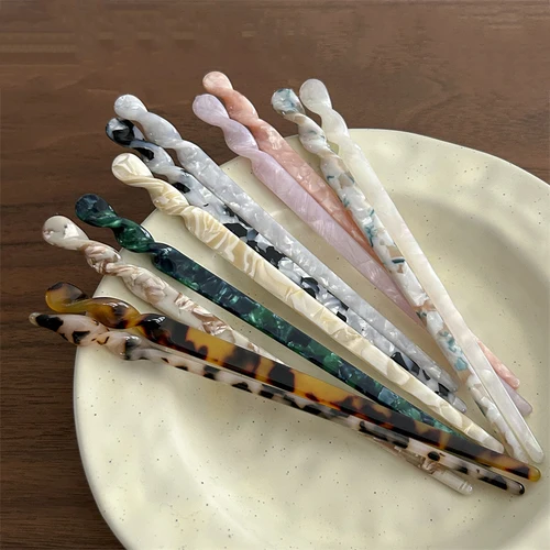Imagen 2 del producto Palillos para el cabello de estilo chino Vintage para mujeres y niñas, pinzas para el cabello en forma de palillos de acetato a la moda, alfileres, joyería, accesorios para el cabello
