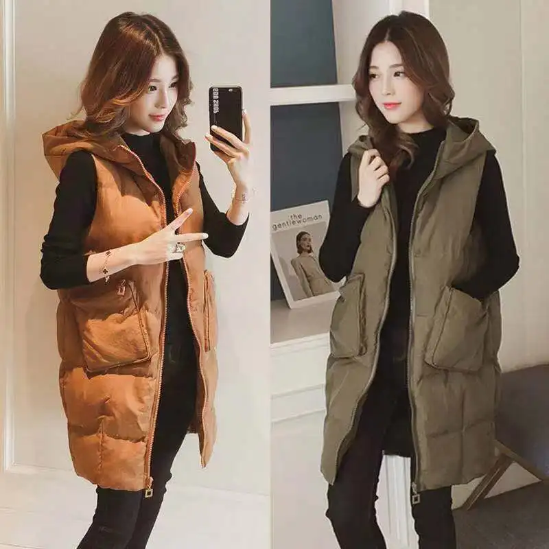 Women's Cotton Vest Autumn Winter New Style Korean Loose Slimming Large Size Casual Versatile Thickened Mid-Length Sleeveless...