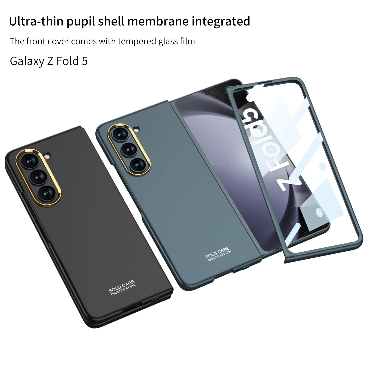 Ultra-thin Case for Samsung Galaxy Z Fold 5 Fold5 with Front Screen Film Protector All Inclusive Protective Fashion PC Cover