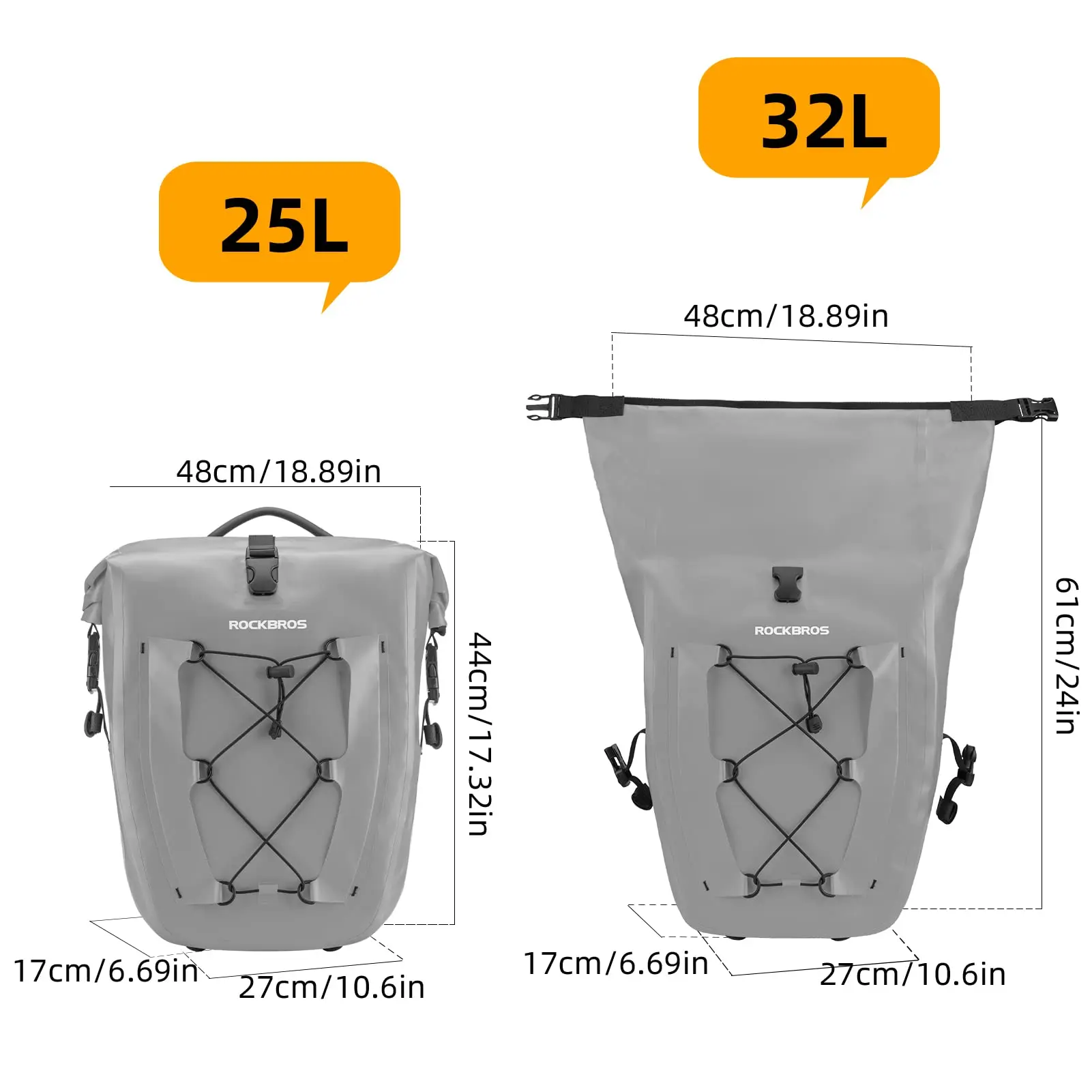 Bike Panniers Waterproof Bike Rear Rack Bag Max 30L Large Capacity Bike Rear Panniers for Cycling Traveling Commuting