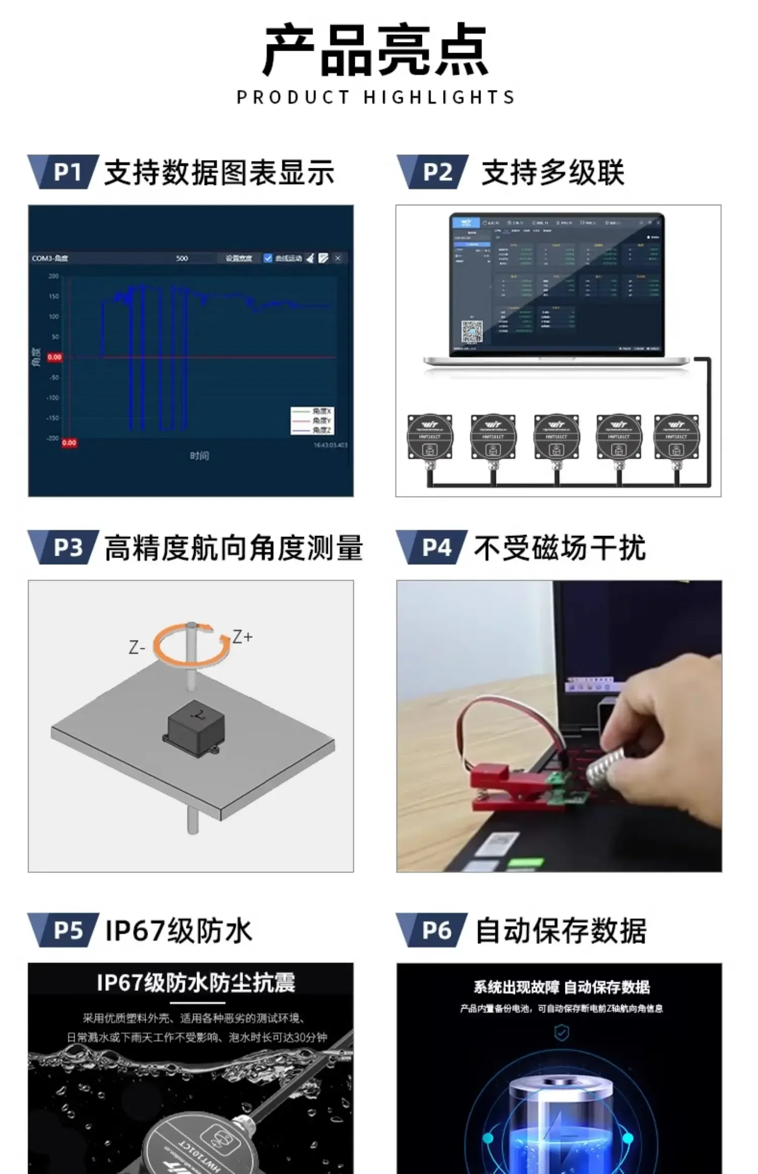 Witter intelligent high-precision heading angle gyroscope rotation angle sensor single axis no drift HWT101CT