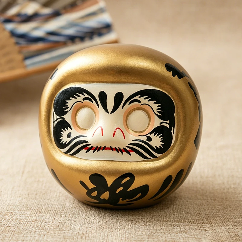 Estatua de Daruma de cerámica japonesa, amuleto de la suerte, adorno Zen, estatuilla Fengshui, caja de dinero, para el hogar Decoración de mesa,