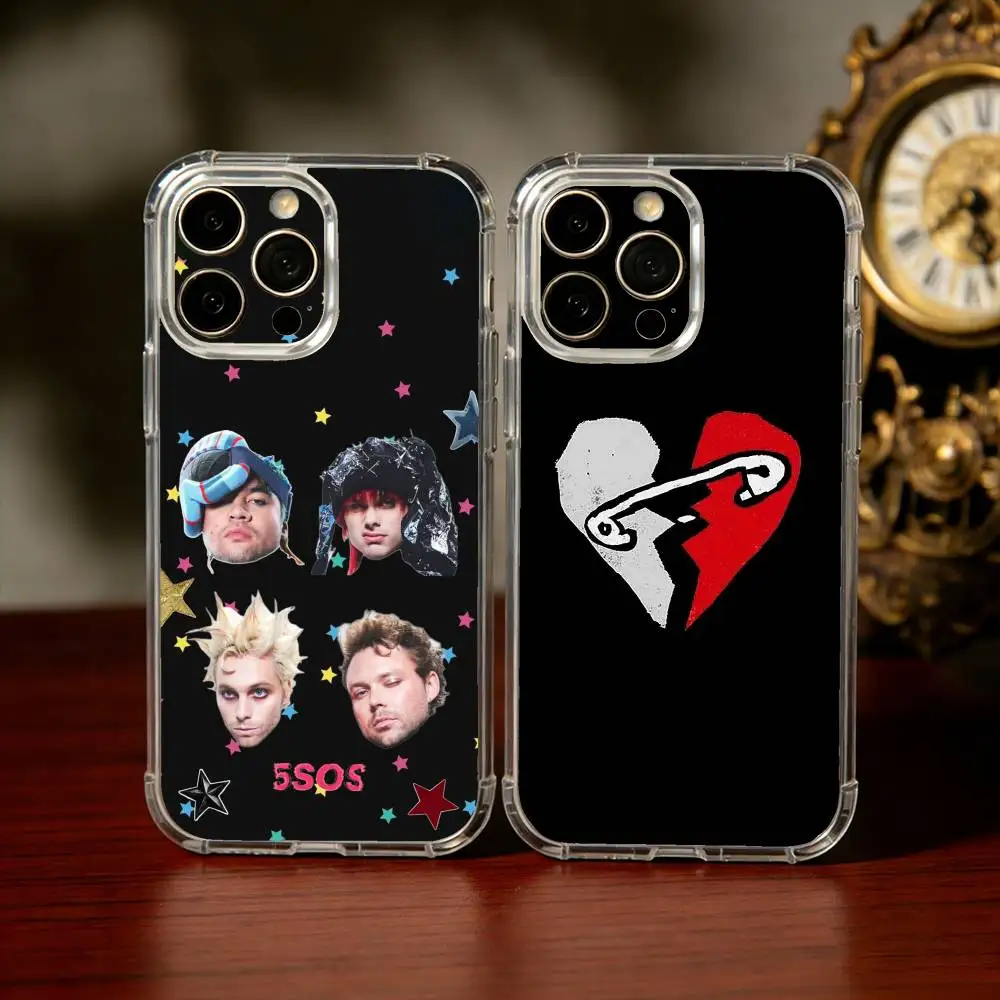 Funda Transparente para Teléfono con Diseño de la Banda S-Summer de 5 Seconds of Summer para iPhone 17 16 15 14 13 12 11 Mini Pro Max Plus