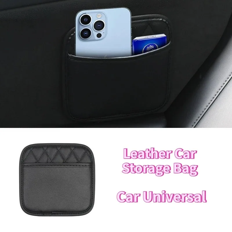 Universelle Auto-Aufbewahrungstasche aus Leder, Multifunktionaler Abfallbeutel für Handy, Taschentücher und Kleinteile, Kreatives Auto-Zubehör