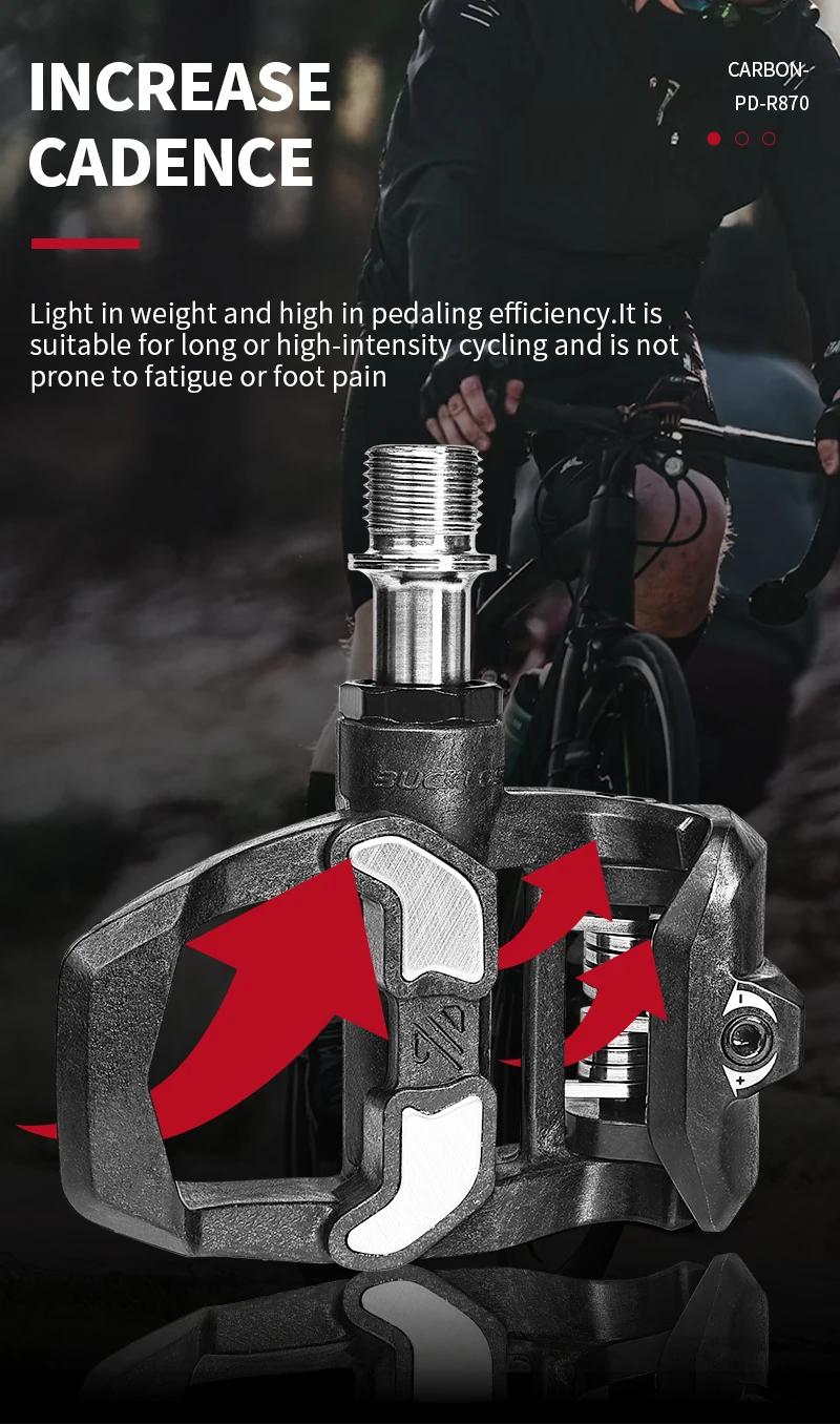 BUCKLOS Fahrradpedale Rennrad-Klickpedale aus Carbon-Nylon, Ultraleichte Selbstverriegelnde Plattformpedale für Gravel-Radsport – Detail 6