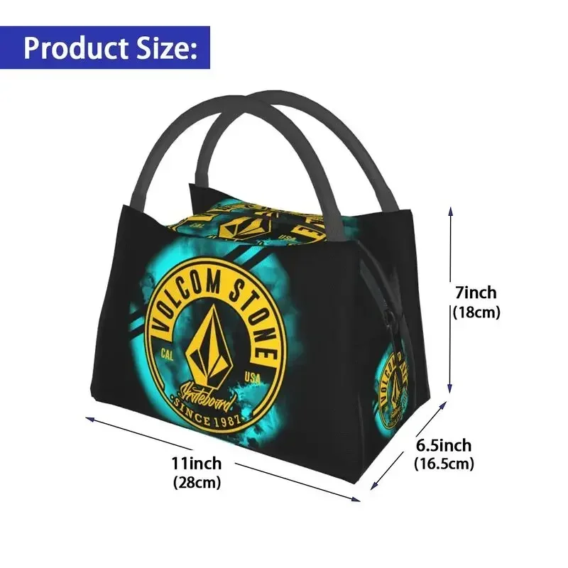 Custom Volcoms Logo Lunch Bags Men Women Cooler Thermal Insulated Lunch Box for Picnic Camping Work Travel