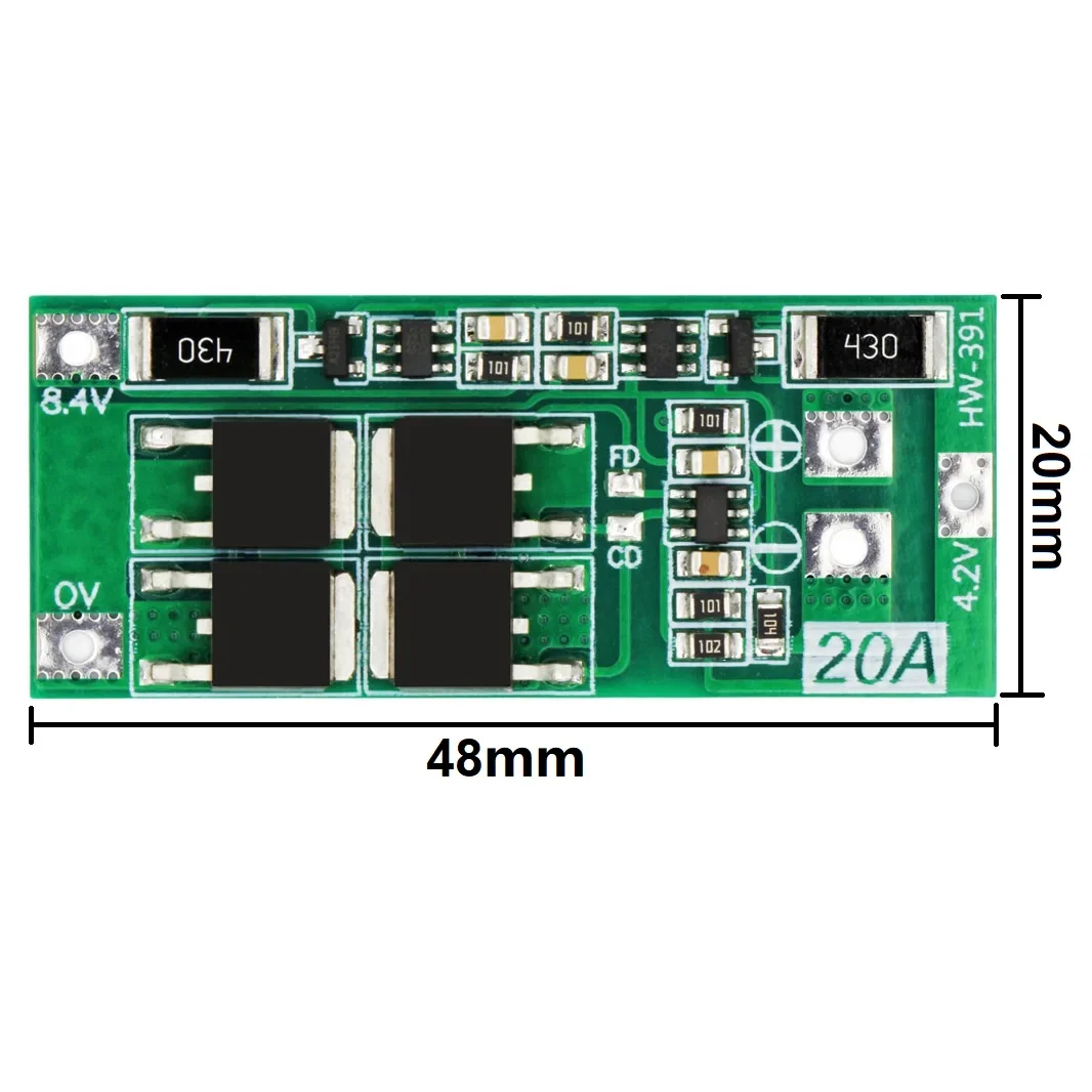 2S 20A 7.4V 8.4V 18650 Lithium Battery Protection Board/BMS Board Standard/Balance For DIY