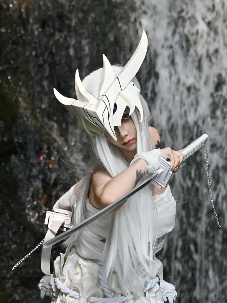 Lol Halloween Pixiv Game League Of Legends Yone Mask Cos Dress Up Ball Luminescence قناع الراتنج 2025 رائجة البيع