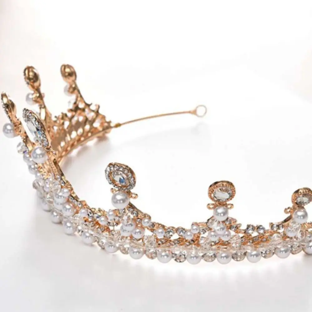 اكسسوارات الشعر كريستال الزفاف عصابات اللؤلؤ حجر الراين أنيقة تاج الزفاف الأزياء اليدوية الحرفية الزفاف التيجان فتاة