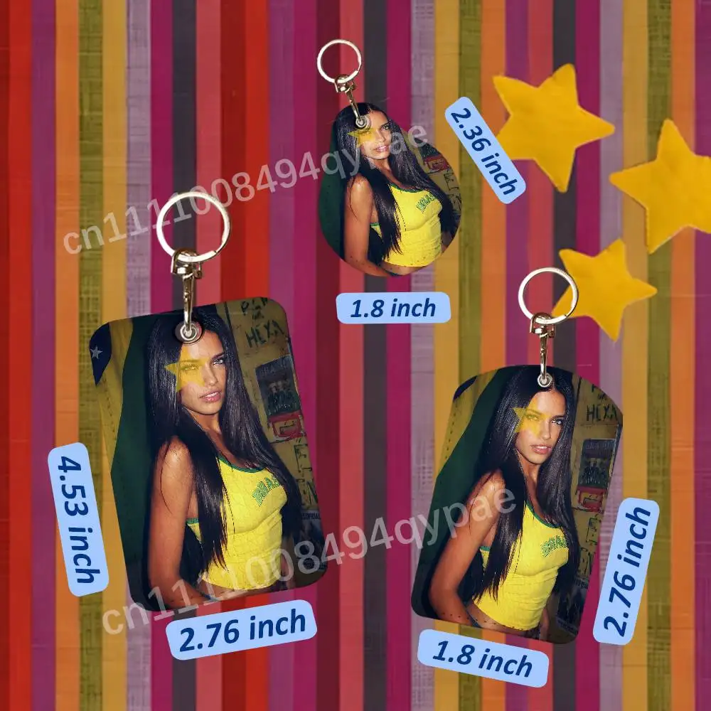 Fashion A-Adriana Lima Model 1PCS Leather Card Holder Keychain Door Lock Access Tags ID Card Case Access Card Bag Key Tag Ring view 6