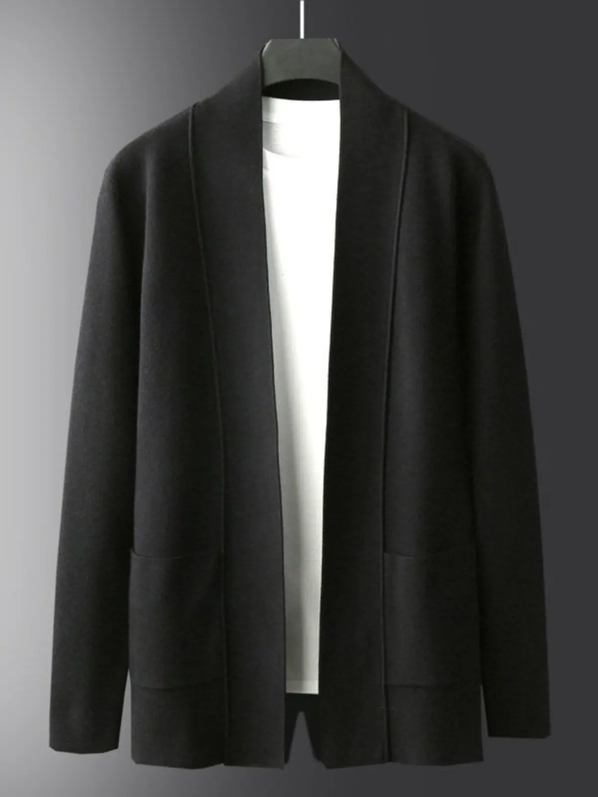 

Autumn long cardigan sweater men's Korean version of cashmere sweater personality coat men's youth sweater outside.