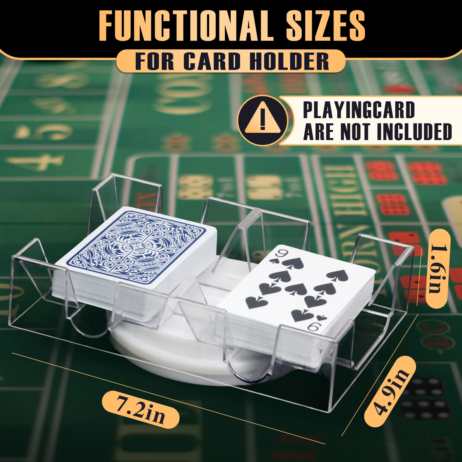 2 Deck Plastic Revolving Canasta Card Game Holder Playing Cards Tray Rotating 360° Organizes Multiple Decks for Canasta, Poker view 2