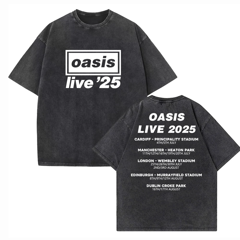 OASIS Live 25 Tour 2025 Vintage Harajuku Summer Unisex O-Neck Short Sleeve Cotton T-Shirts