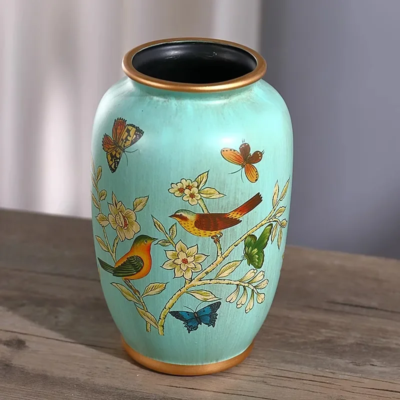

American retro ceramic vase ornament home living room flower arrangement home decoration European handicraft flower ware
