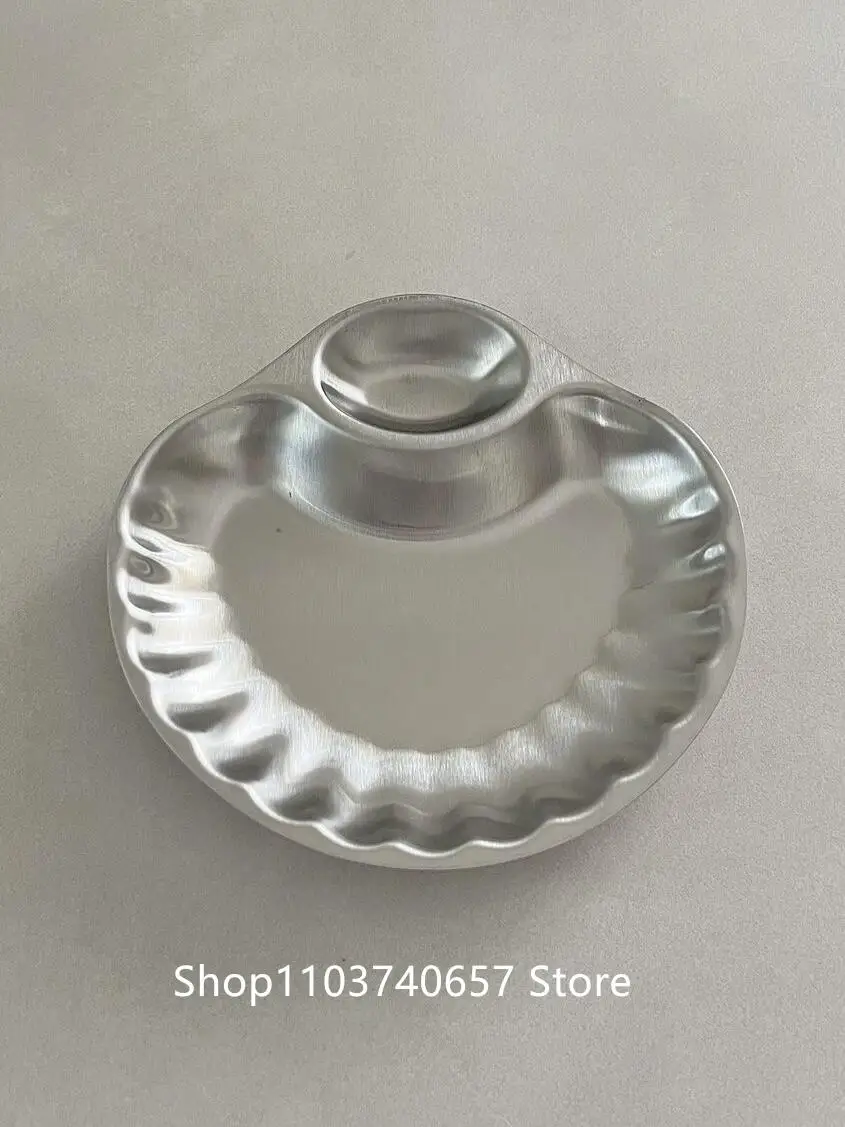 Cute French Retro Shell Shaped 304 Stainless Steel Splicing Grids French Fries Fries Snack Plate Storage Decoration Plate