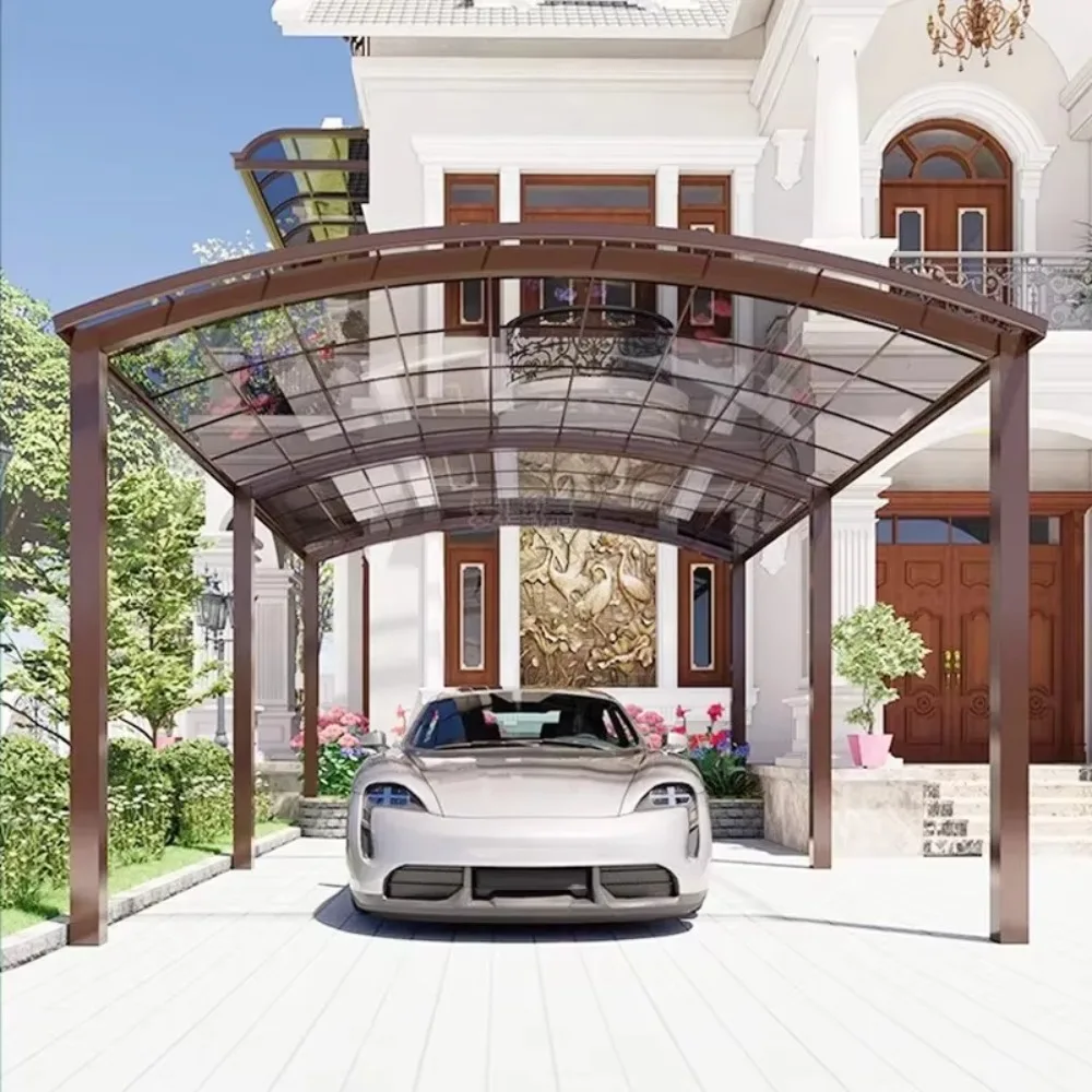 

Aluminum Carport Polycarbonate Roof Waterproof, UV Protection Outdoor Parking Shelter Canopy, Heavy Duty Garage Awning