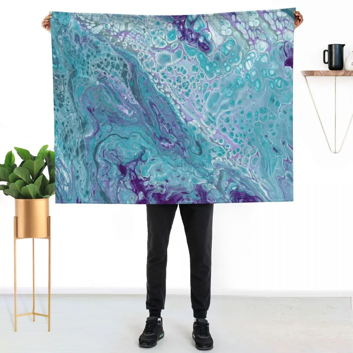 

Turquoise and Purple Marble Throw Blanket Luxurious Soft Blanket Holiday Gift for Family