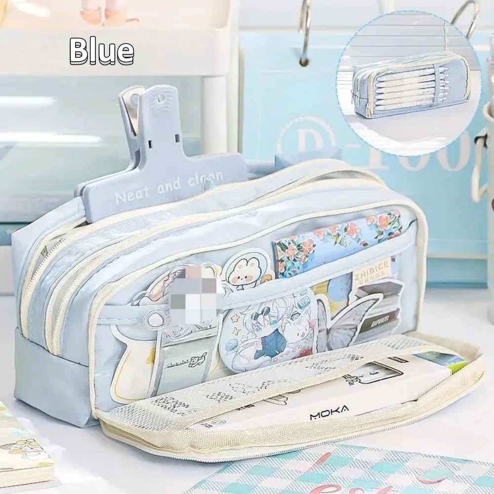 5-Layer Transparent Pencil Bag With Large Capacity Stationery Storage Box Lightweight School Supplies Pencil Case For Girls