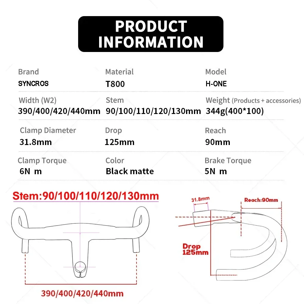 SYNCROS AERO RR1.0 manubrio in carbonio per bicicletta integrato diametro 31.8mm e convertitore da 28.6mm accessori per bici da manubrio per bici da strada