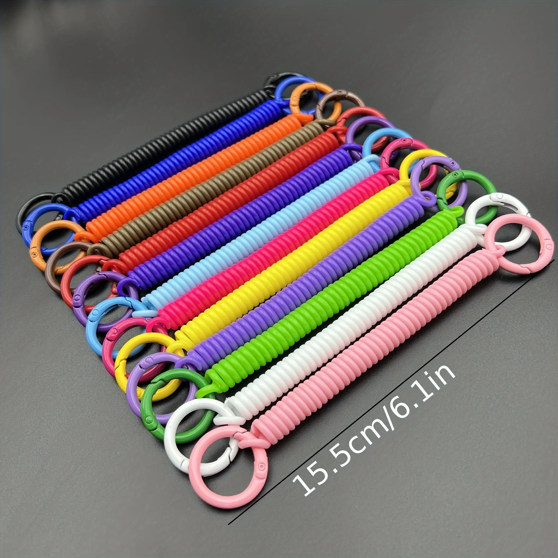 1pc 듀얼 카드 홀더가있는 다채로운 플라스틱 스프링 로프 키 체인 |   싱글 팩, 더블 팩, 남성용 분실 방지 휴대폰 스트랩